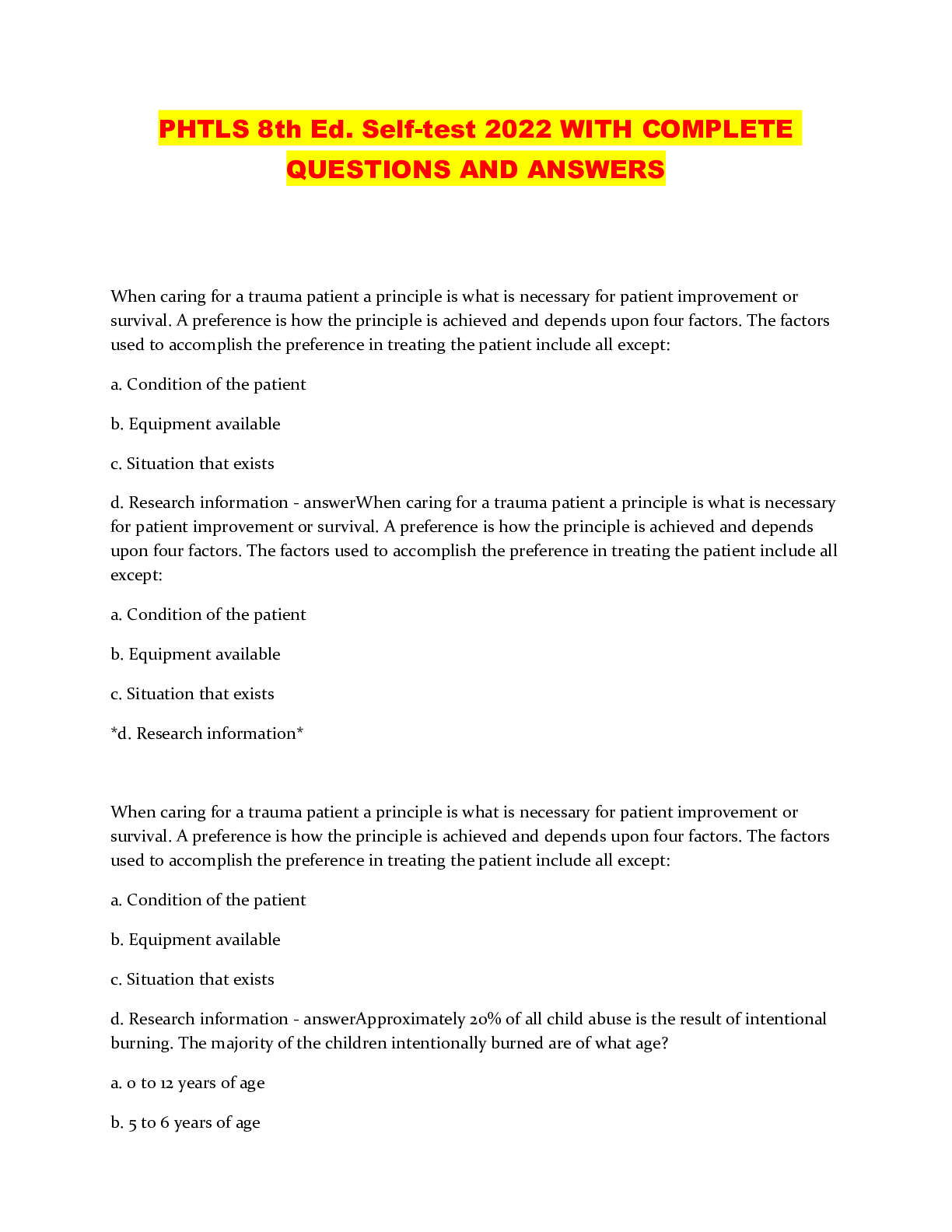 PHTLS CHEAT SHEET YouTube